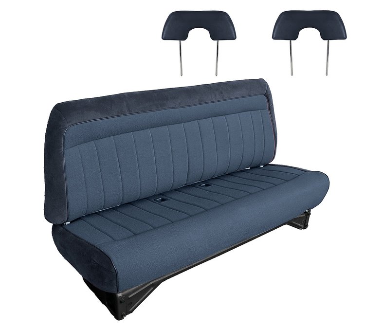 Front Bench Seat Upholstery for 1988-1996 Chevrolet/GMC Standard Cab Truck [With Headrest, Indigo Blue/Navy Blue]