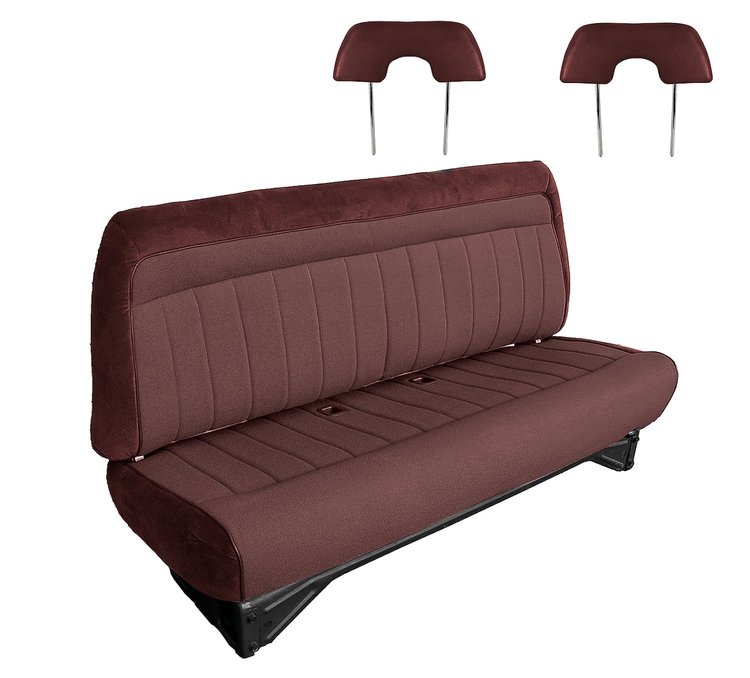 Front Bench Seat Upholstery for 1988-1996 Chevrolet/GMC Standard Cab Truck [With Headrest, Currant/Burgundy]
