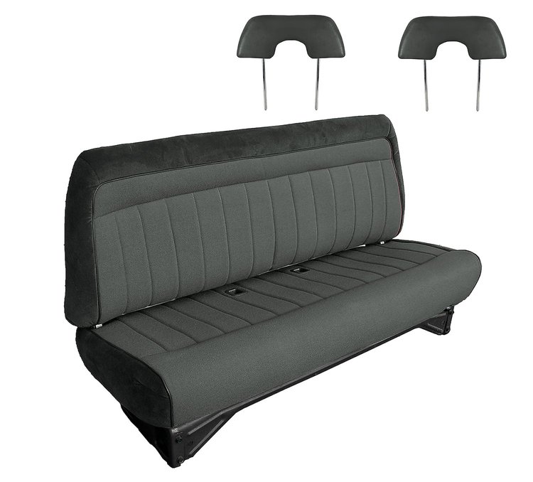 Front Bench Seat Upholstery for 1988-1996 Chevrolet/GMC Standard Cab Truck [With Headrest, Graphite/Charcoal]