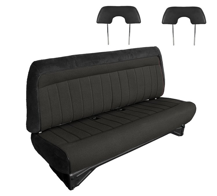 Front Bench Seat Upholstery for 1988-1996 Chevrolet/GMC Standard Cab Truck [With Headrest, Ebony/Black]