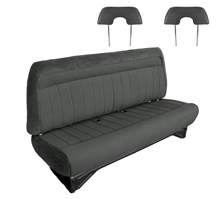 Front Bench Seat Upholstery for 1988-1996 Chevrolet/GMC Standard Cab Truck [With Headrest, Charcoal]