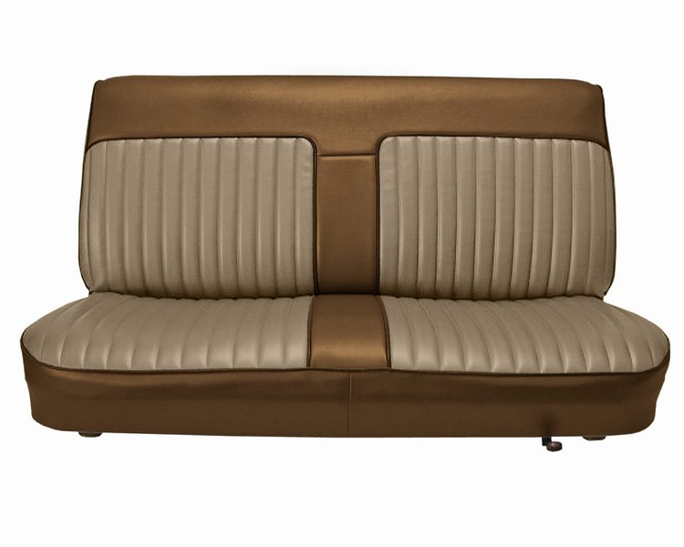 Bench Seat Upholstery for 1982-1993 Chevrolet S-10, GMC S-15, Sonoma Standard Cab Truck [Sandstone Velour/Saddle Vinyl]