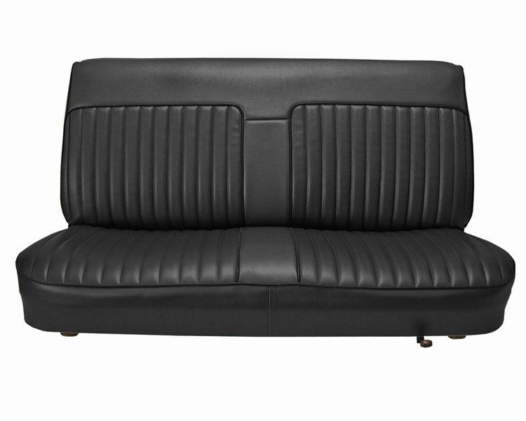 Bench Seat Upholstery for 1982-1993 Chevrolet S-10, GMC S-15, Sonoma Standard Cab Truck [Black Velour/Black Vinyl]