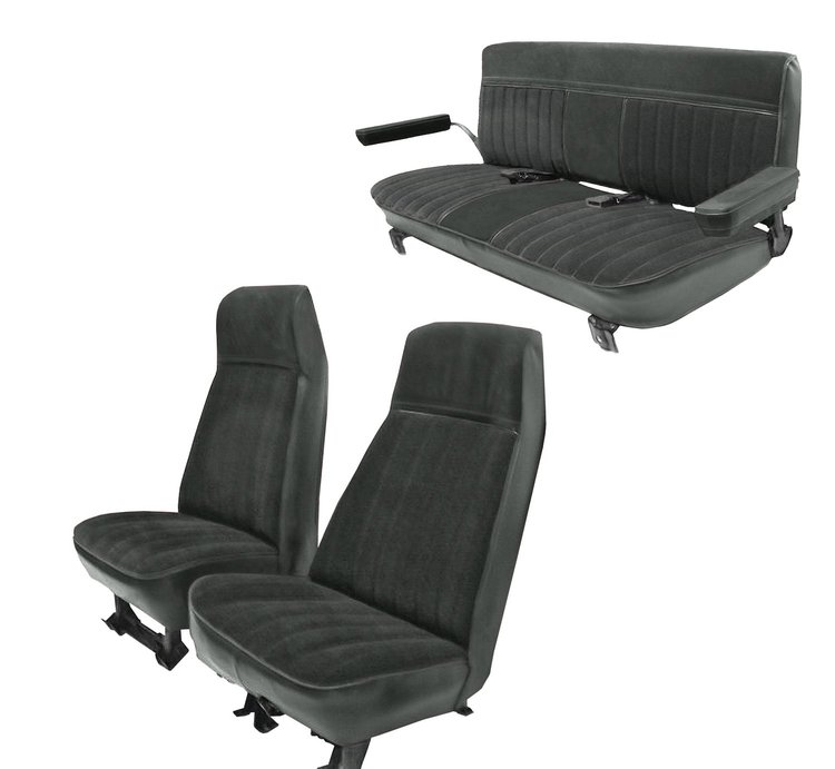 High Back Front Buckets/Rear Bench Seat Upholstery for 1973-1987 Chevy Blazer/GMC Jimmy [Charcoal, Dark Charcoal, Charcoal]