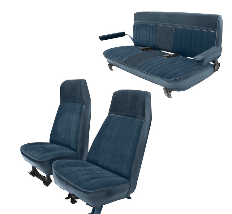 High Back Front Buckets/Rear Bench Seat Upholstery for 1973-1987 Chevy Blazer/GMC Jimmy [Medium Blue]