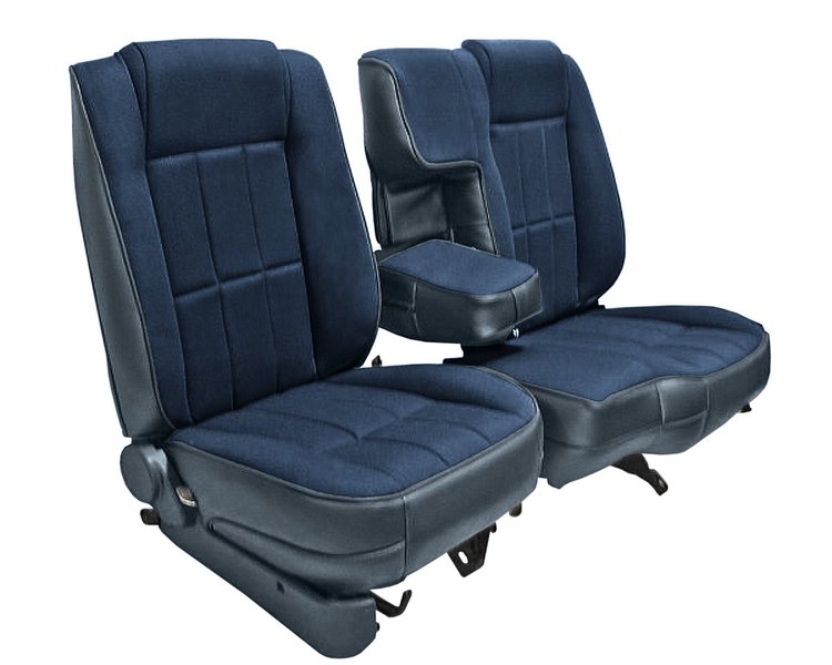 60/40 Bucket Seat Upholstery for 1983-1992 Ford Ranger Standard Cab w/XLT [Medium Blue Sierra Vinyl, Royal Blue Woven Cloth]