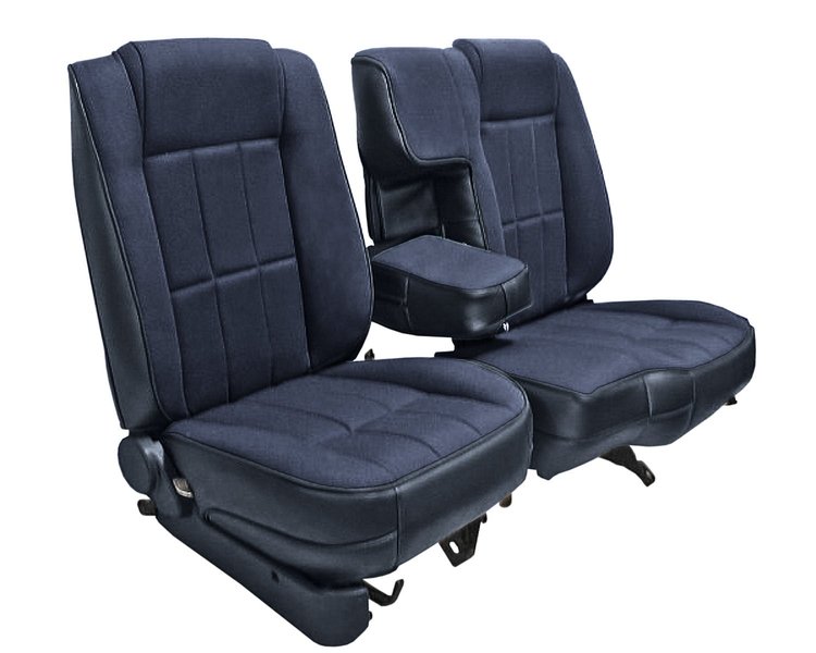 60/40 Bucket Seat Upholstery for 1983-1992 Ford Ranger Standard Cab w/XLT Trim [Dark Blue Sierra Vinyl, Indigo Blue Woven Cloth]