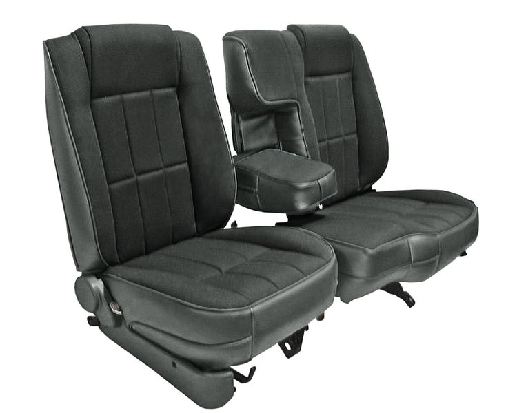 60/40 Bucket Seat Upholstery for 1983-1992 Ford Ranger Standard Cab w/XLT Trim [Charcoal Sierra Vinyl, Graphite Woven Cloth]