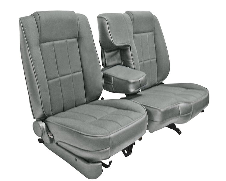 60/40 Bucket Seat Upholstery for 1983-1992 Ford Ranger Standard Cab w/XLT Trim [Light Gray Montana Vinyl, Pewter Woven Cloth]