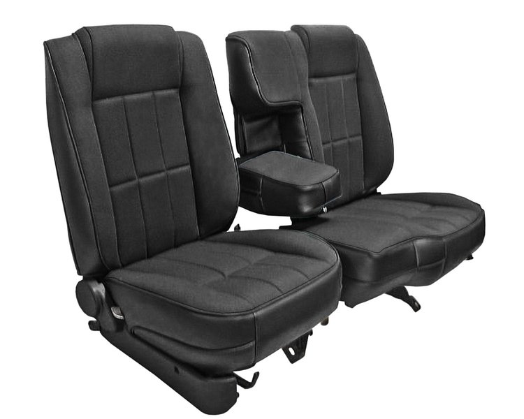 60/40 Bucket Seat Upholstery for 1983-1992 Ford Ranger Standard Cab Truck w/XLT Trim [Black Sierra Vinyl]
