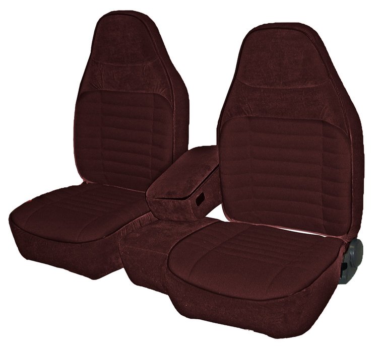 Front Bucket Seats Upholstery for 1993-1997 Ford Ranger Standard Cab [Console, Maroon Encore Velour, Garnet Woven Cloth]