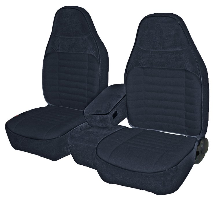 Front Bucket Seats Upholstery for 1993-1997 Ford Ranger Standard Cab [Console, Navy Blue Encore Velour, Indigo Blue Woven Cloth]