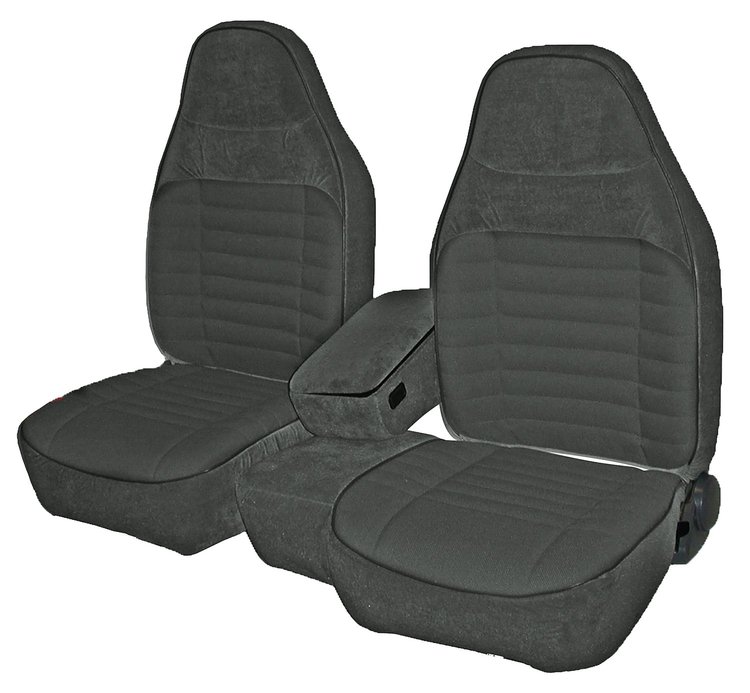 Front Bucket Seats Upholstery for 1993-1997 Ford Ranger Standard Cab [Console, Charcoal Encore Velour, Charcoal Woven Cloth]