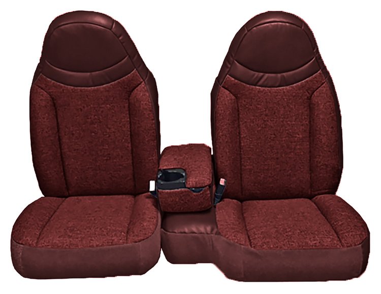 Front Bucket Seats Upholstery for 1998-2002 Ford Ranger Standard Cab [Console, Maroon Encore Velour, Garnet Woven Cloth]
