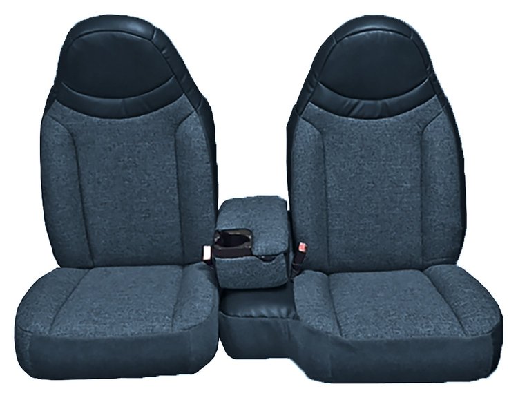 Front Bucket Seats Upholstery for 1998-2002 Ford Ranger Standard Cab [Console, Royal Blue Encore Velour, Royal Blue Woven Cloth]