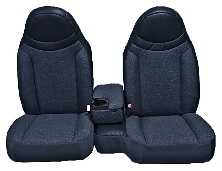 Front Bucket Seats Upholstery for 1998-2002 Ford Ranger Standard Cab [Console, Navy Blue Encore Velour, Indigo Blue Woven Cloth]