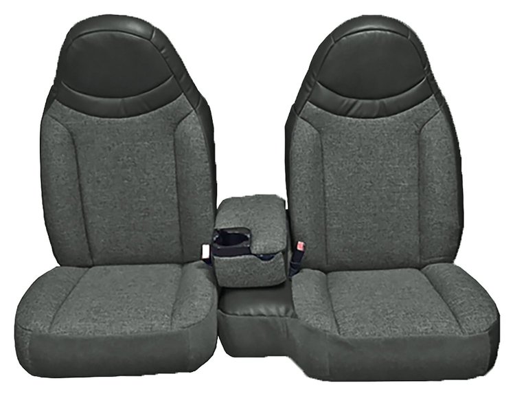 Front Bucket Seats Upholstery for 1998-2002 Ford Ranger Standard Cab [Console, Charcoal Encore Velour, Charcoal Woven Cloth]