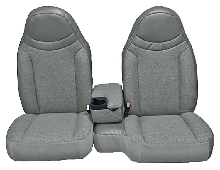 Front Bucket Seats Upholstery for 1998-2002 Ford Ranger Standard Cab [Console, Pewter Encore Velour, Gray Woven Cloth]