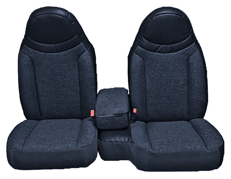 Front Bucket Seats Upholstery for 1998-2002 Ford Ranger Std Cab [Console, w/o Cup, Navy Blue Encore Velour, Indigo Blue Cloth]