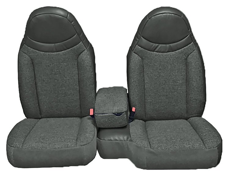 Front Bucket Seats Upholstery for 1998-2002 Ford Ranger Std Cab [Console, w/o Cup, Charcoal Encore Velour, Charcoal Woven Cloth]