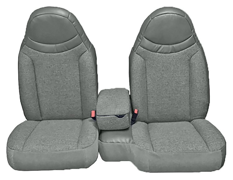 Front Bucket Seats Upholstery for 1998-2002 Ford Ranger Standard Cab [Console, w/o Cup, Pewter Encore Velour, Gray Woven Cloth]