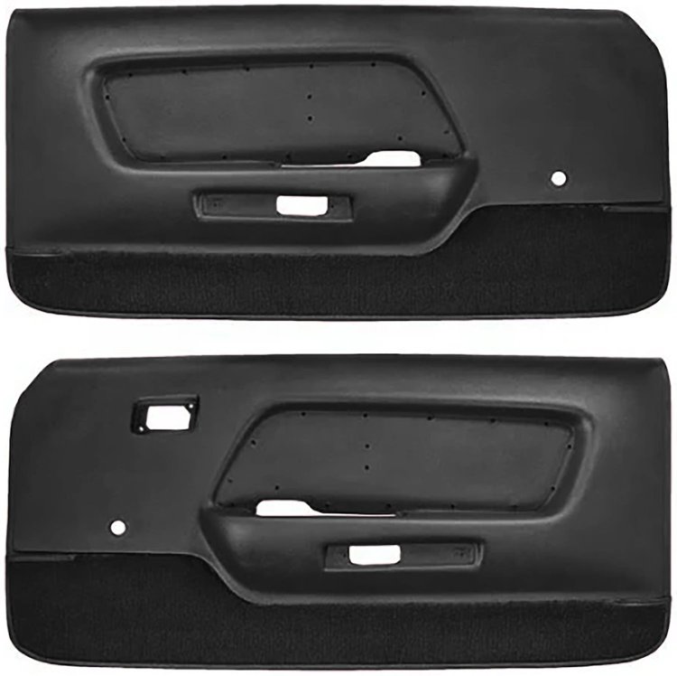 Deluxe Front Door Panels for 1969 Ford Mustang [ABS Plastic Backing, Black]