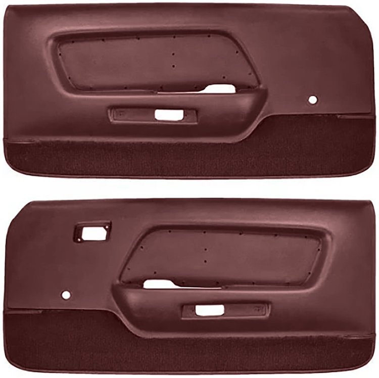 Deluxe Front Door Panels for 1969 Ford Mustang [ABS Plastic Backing, Red/Maroon]