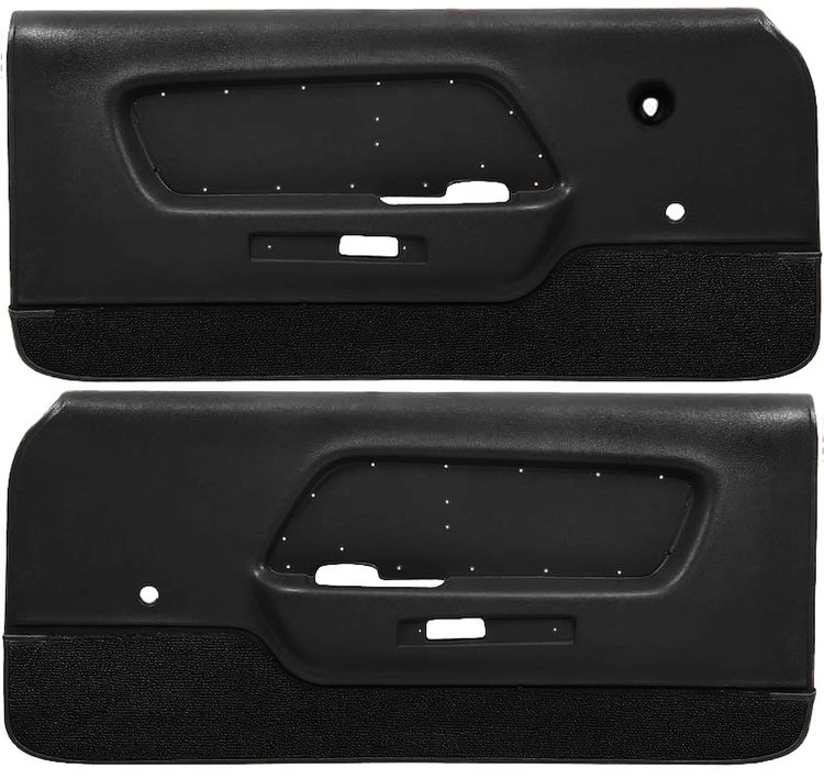 Deluxe Front Door Panels for 1970 Ford Mustang [ABS Plastic Backing, Black]