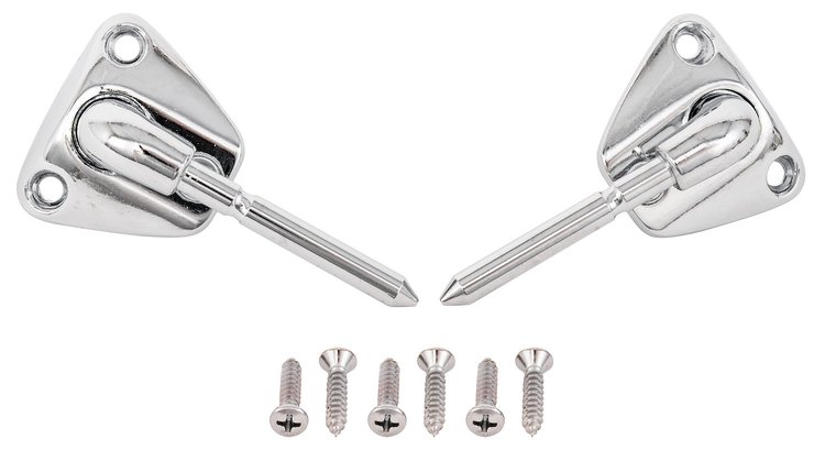 Sun Visor Brackets Fits Select 1978-1992 GM Hard Top Models, w/Short Pin & Non-Illuminated Visor [Chrome]