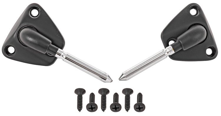 Sun Visor Brackets Fits Select 1978-1992 GM Hard Top Models, w/Short Pin & Non-Illuminated Visor [Black]