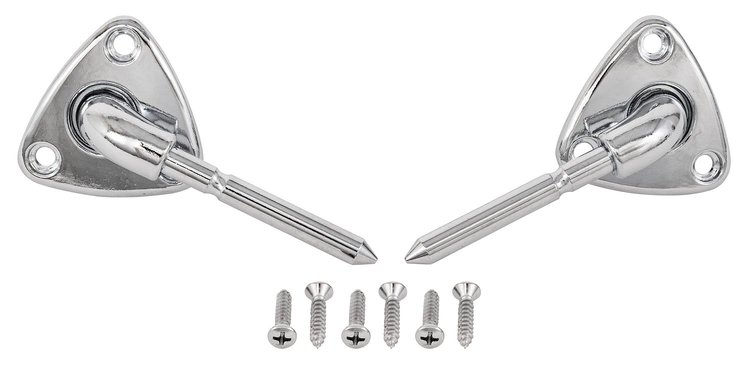 Sun Visor Brackets Fits Select 1971-1992 GM T-Top Models, w/Short Pin & Non-Illuminated Visor [Chrome]