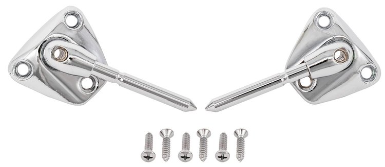 Sun Visor Brackets Fits Select 1978-1992 GM Hard Top Models, w/Short Pin & Illuminated Visor [Chrome]