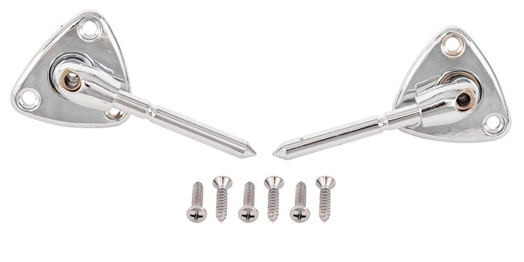 Sun Visor Brackets Fits Select 1978-1987 GM T-Top Models, w/Short Pin & Illuminated Visor [Chrome]