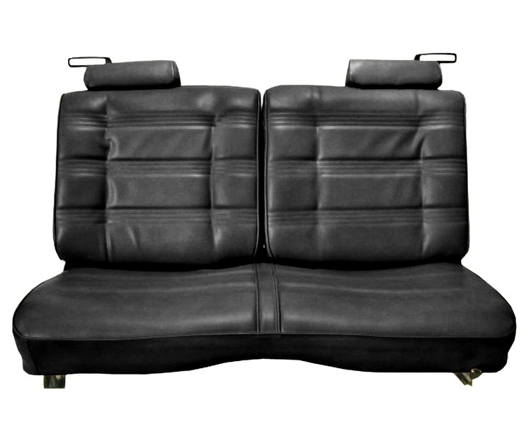 Front Split/Back Seat Upholstery for 1978-1980 Chevy El Camino/Malibu, GMC Caballero w/o Armrest [Horizontal Pleats, Blk Vinyl]