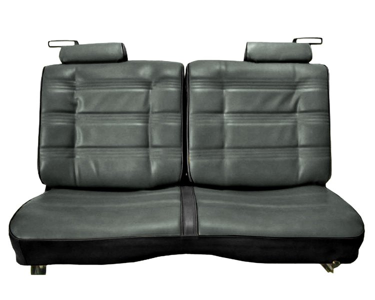 Front Split/Back Seat Uphol for 1978-1980 Chevy El Camino/Malibu, GMC Caballero w/o Armrest [Horiz. Pleats, Blk Vinyl/CH Velour]