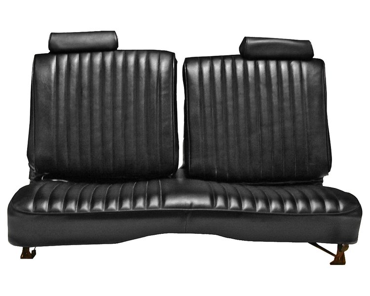 Front Split/Back Seat Upholstery for 1978-1980 Chevy El Camino/Malibu, GMC Caballero w/o Armrest [Vertical Pleats, Black Vinyl]