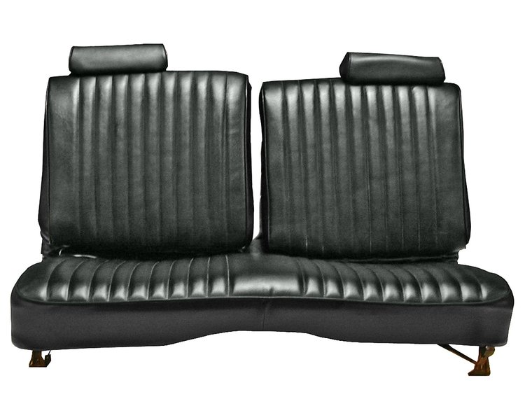 Front Split/Back Seat Uphol. for 1978-1980 Chevy El Camino/Malibu, GMC Caballero w/o Armrest [Vert. Pleats, Blk Vy/Char. Velour]