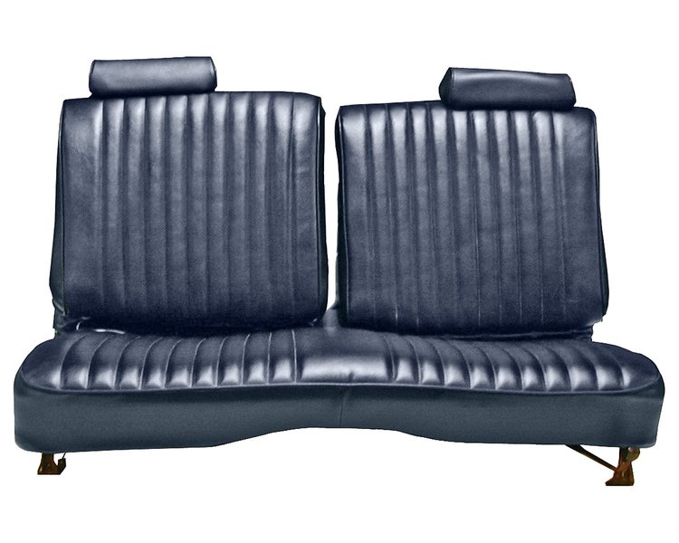Front Split/Back Seat Upholstery for 1978-1980 Chevy El Camino/Malibu w/o Armrest [Vert. Pleats, Navy Bl Vinyl/Ocean Bl Velour]