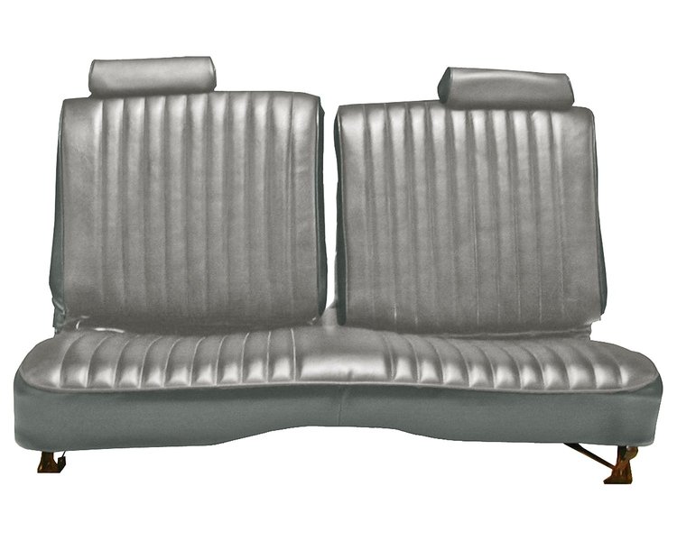 Front Split/Back Seat Uphol. for 1978-1980 Chevy El Cam/Malibu, GMC Caballero w/o Armrest [Vert. Pleats, Charcoal Vy/Silver Vel]