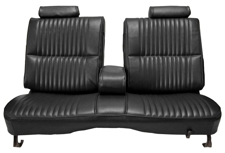Front Split/Back Seat Upholstery for 1978-1980 Chevy El Camino/Malibu, GMC Caballero w/Armrest [Vertical Pleats, Black Vinyl]