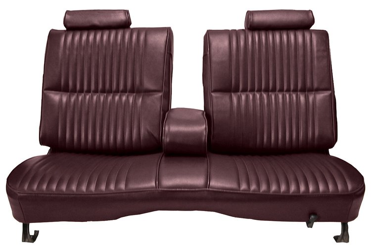 Front Split/Back Seat Upholstery for 1978-1980 Chevy El Camino/Malibu, GMC Caballero w/Armrest [Vertical Pleats, Maroon Vinyl]