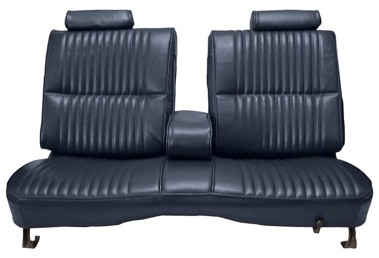 Front Split/Back Seat Upholstery for 1978-1980 Chevy El Camino/Malibu, GMC Caballero w/Armrest [Vert. Pleats, Navy Blue Vinyl]