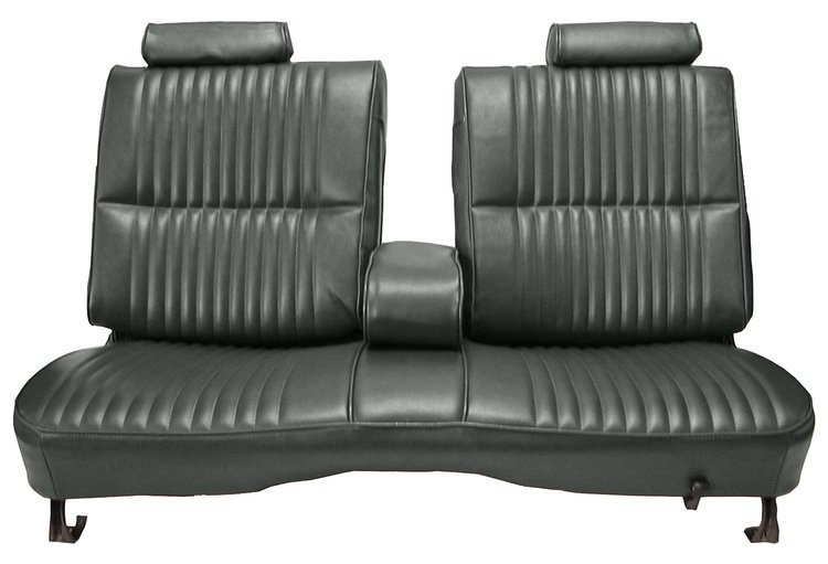 Front Split/Back Seat Upholstery for 1978-1980 Chevy El Camino/Malibu, GMC Caballero w/Armrest [Vertical Pleats, Charcoal Vinyl]