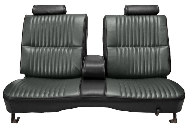 Front Split/Back Seat Uphol. for 1978-1980 Chevy El Camino/Malibu, GMC Caballero w/Armrest [Vert. Pleats, Blk Vinyl/CH Velour]