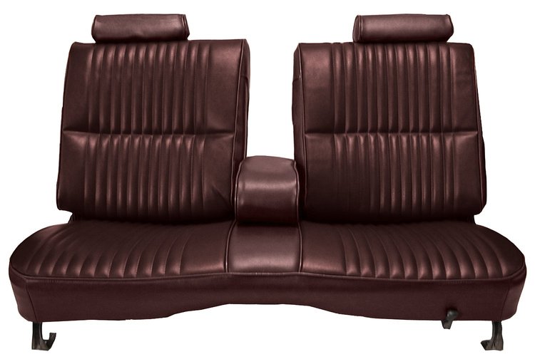 Front Split/Back Seat Uphol. for 1978-1980 Chevy El Cam/Malibu, GMC Caballero w/Armrest [Vert. Pleats, Maroon Vy/Brick Velour]