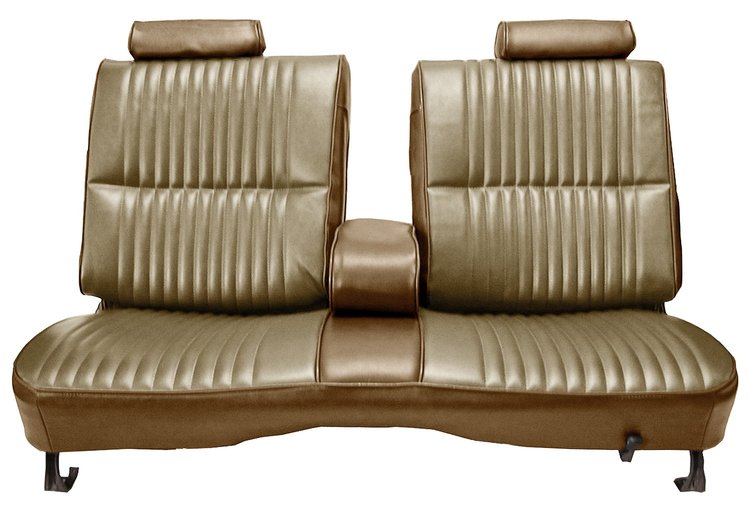 Front Split/Back Seat UPH for 1978-1980 Chevy El Cam/Malibu, GMC Caballero w/Armrest [Vertical Pleats, Tan Vy/Sandstone Velour]