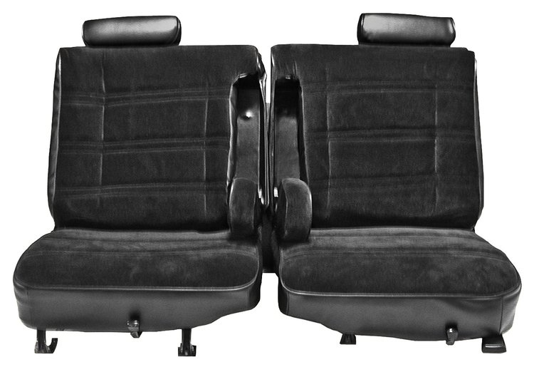 Front 50/50 Split Bench Seat Upholstery for 1978-1980 Chevy El Camino/Malibu, GMC Caballero w/Dual Arm Rest [Black Vinyl]