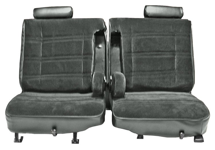 Front 50/50 Split Bench Seat Upholstery for 1978-1980 Chevy El Camino/Malibu, GMC Caballero w/Dual Arm Rest [Charcoal Vinyl]
