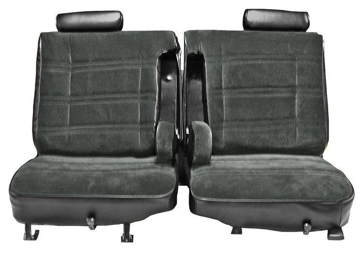 Front 50/50 Split Bench Seat Upholstery for 1978-1980 Chevy El Cam/Malibu, GMC Caballero w/Dual Arm Rest [Blk Vinyl/ Blk Velour]