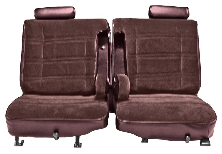 Front 50/50 Split Bench Seat Uphol. for 1978-1980 Chevy El Cam/Malibu, GMC Caballero w/Dual Arm Rest [Maroon Vinyl/Burg. Velour]